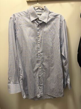 Eton Light Blue and Pale Yellow Check Dress Shirt